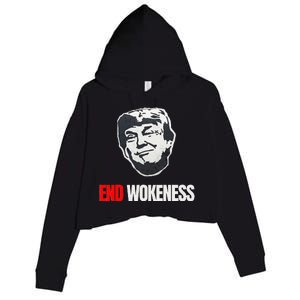 End Wokeness Conservative Political Humor Trump 2024 Funny Crop Fleece Hoodie