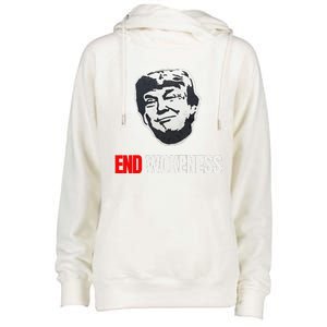 End Wokeness Conservative Political Humor Trump 2024 Funny Womens Funnel Neck Pullover Hood