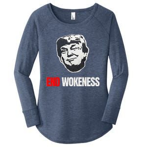 End Wokeness Conservative Political Humor Trump 2024 Funny Women's Perfect Tri Tunic Long Sleeve Shirt