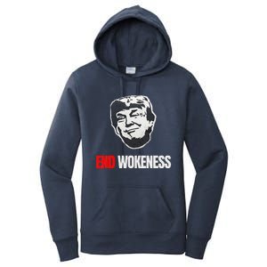 End Wokeness Conservative Political Humor Trump 2024 Funny Women's Pullover Hoodie