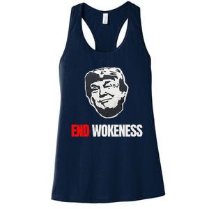 End Wokeness Conservative Political Humor Trump 2024 Funny Women's Racerback Tank