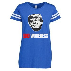 End Wokeness Conservative Political Humor Trump 2024 Funny Enza Ladies Jersey Football T-Shirt