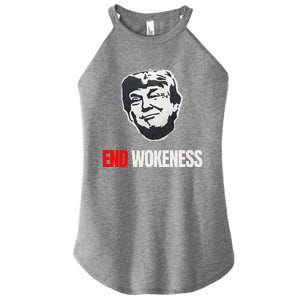 End Wokeness Conservative Political Humor Trump 2024 Funny Women's Perfect Tri Rocker Tank