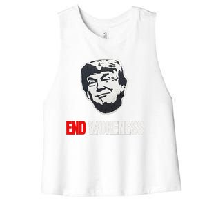 End Wokeness Conservative Political Humor Trump 2024 Funny Women's Racerback Cropped Tank