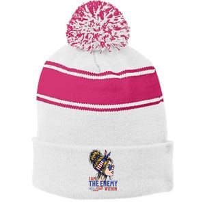 Enemy Within Stripe Pom Pom Beanie