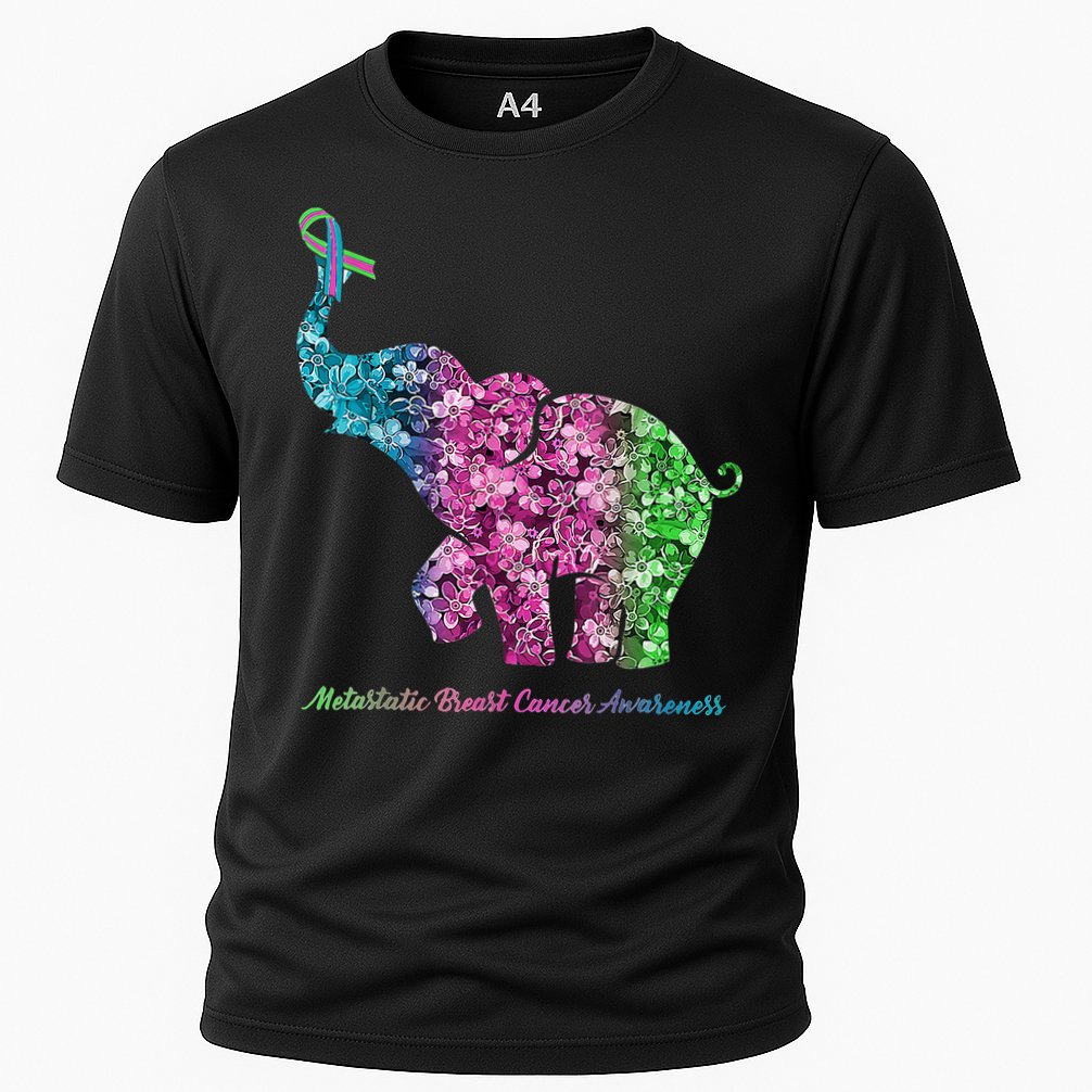 Elephant With Flower Metastatic Breast Cancer Awareness Cooling Performance Crew T-Shirt