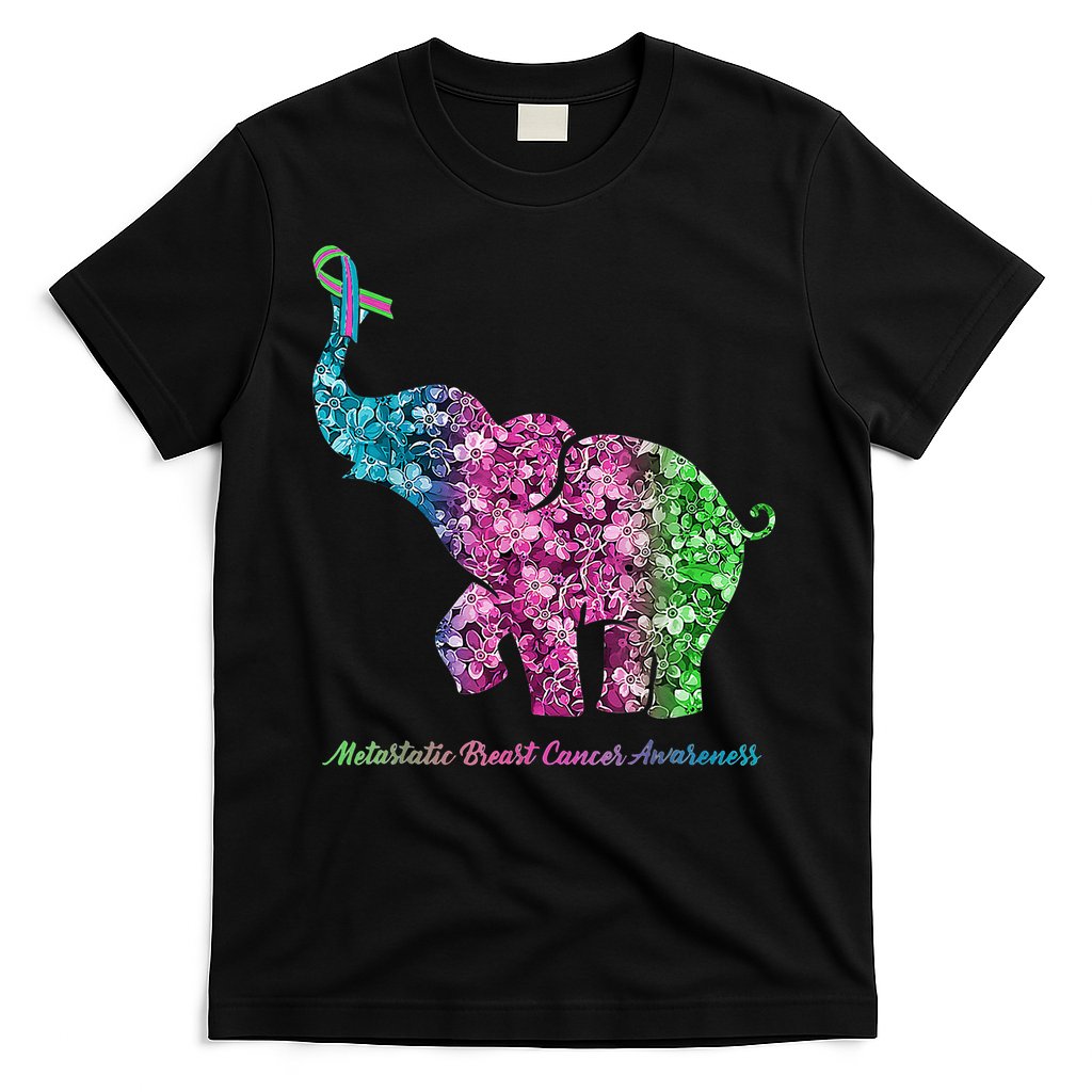 Elephant With Flower Metastatic Breast Cancer Awareness T-Shirt