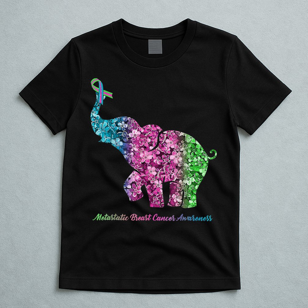 Elephant With Flower Metastatic Breast Cancer Awareness T-Shirt