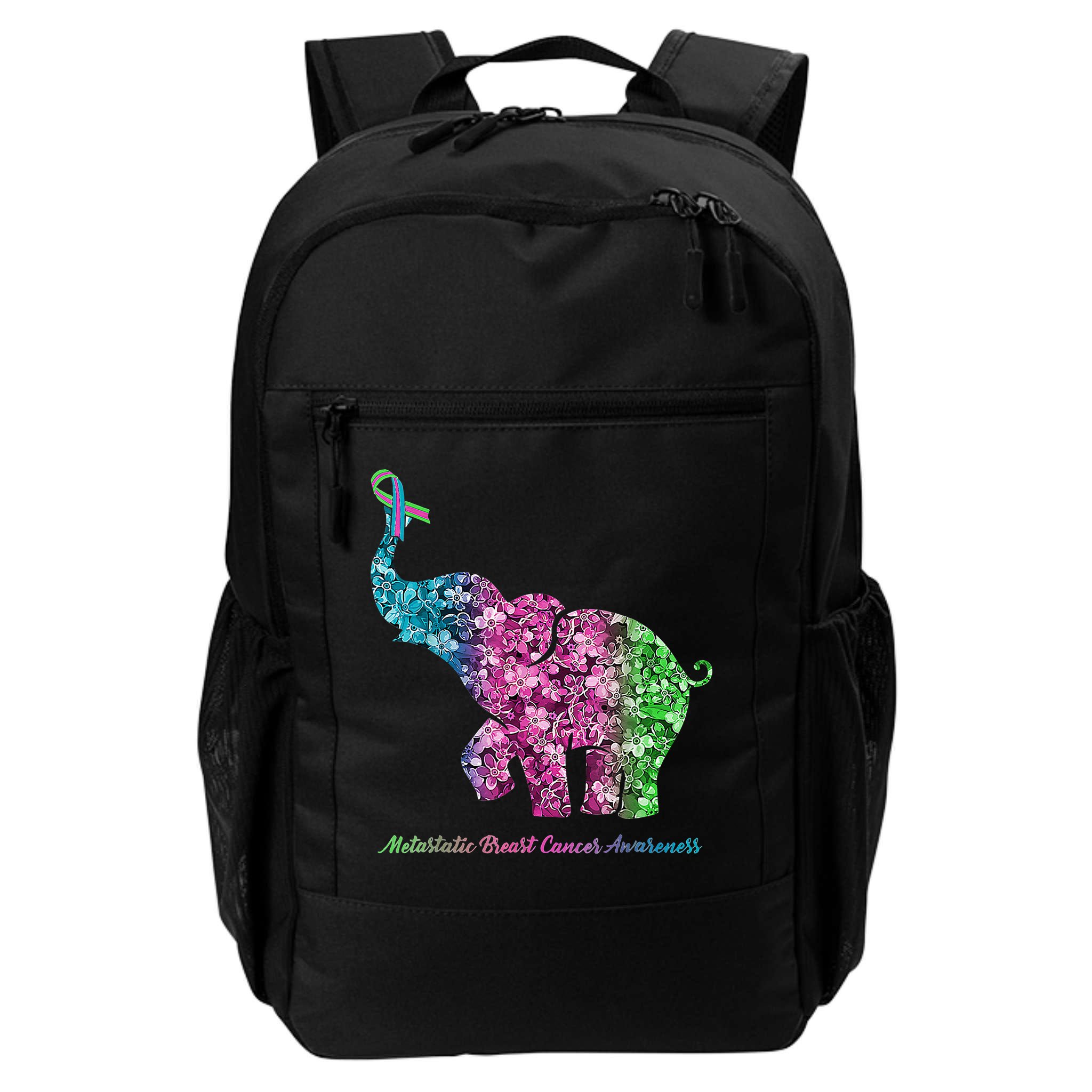 Elephant With Flower Metastatic Breast Cancer Awareness Backpack
