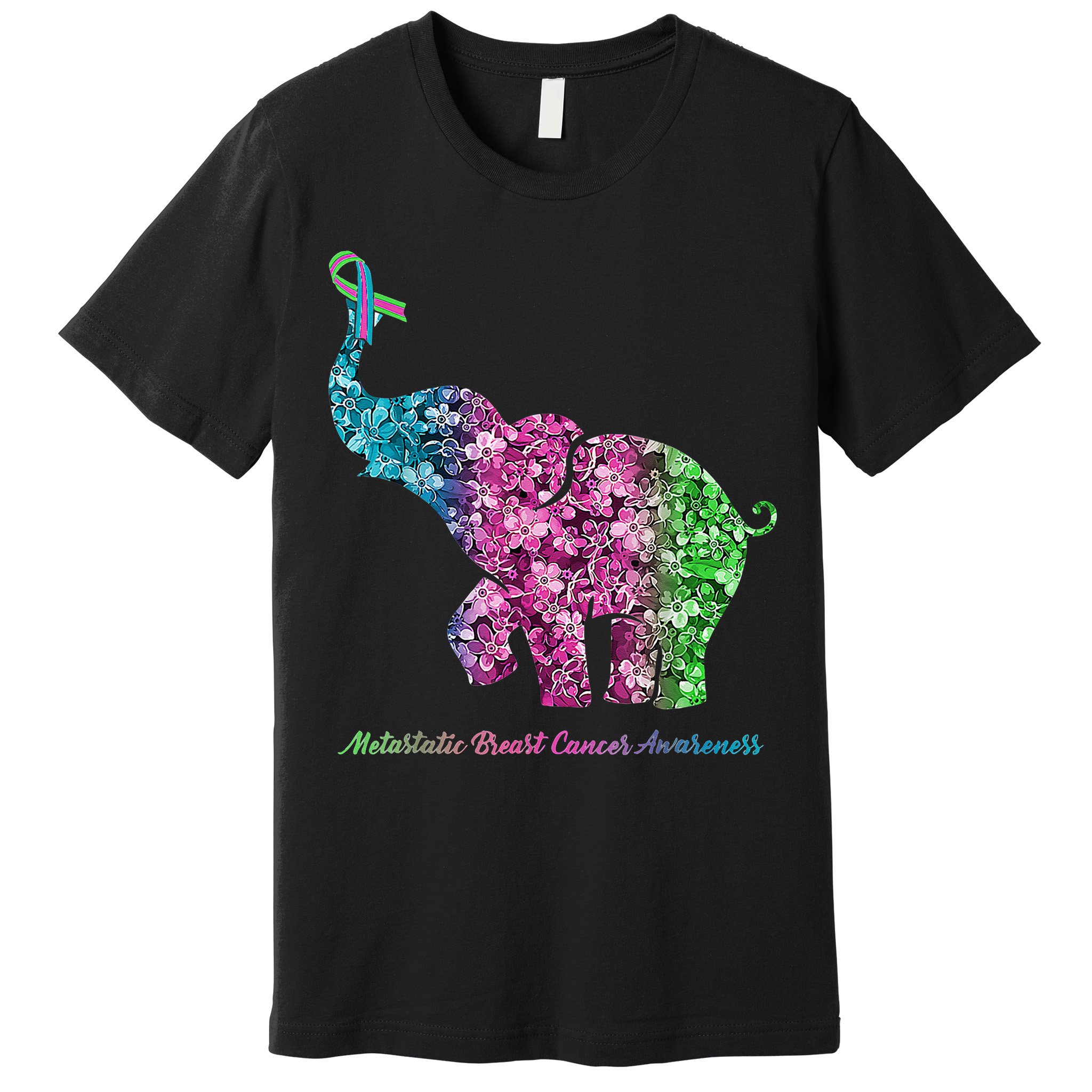 Elephant With Flower Metastatic Breast Cancer Awareness Premium T-Shirt