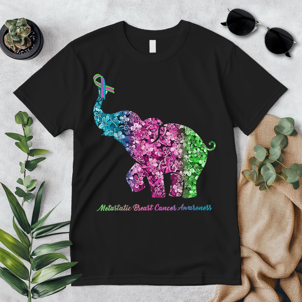 Elephant With Flower Metastatic Breast Cancer Awareness Premium T-Shirt