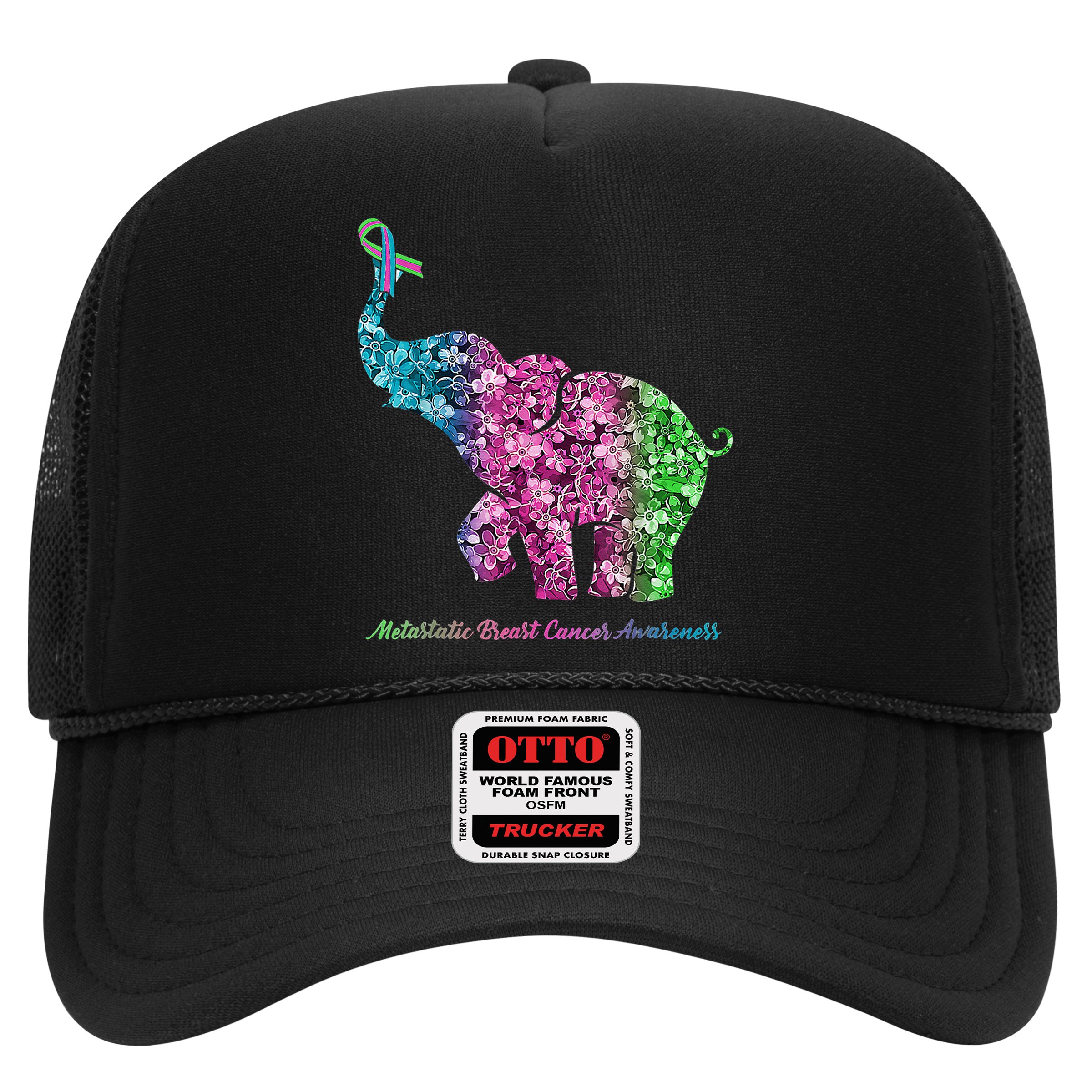 Elephant With Flower Metastatic Breast Cancer Awareness Hat