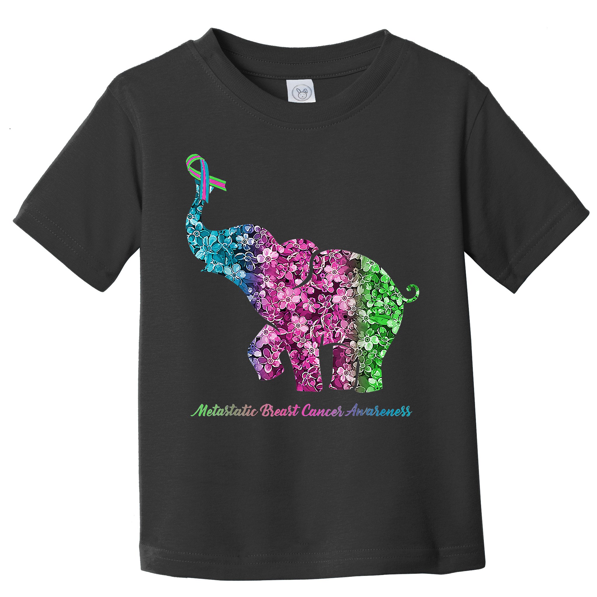 Elephant With Flower Metastatic Breast Cancer Awareness Toddler T-Shirt