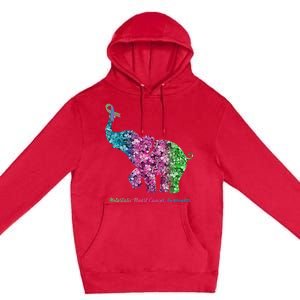 Elephant With Flower Metastatic Breast Cancer Awareness Premium Pullover Hoodie