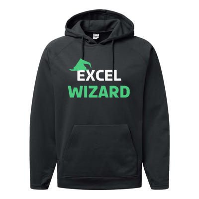 Excel Wizard Funny Spreadsheet Excel Humor Performance Fleece Hoodie