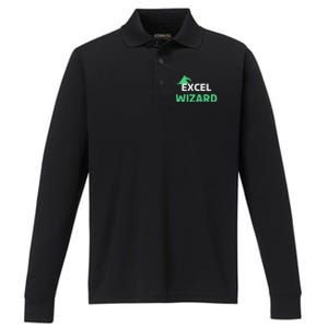 Excel Wizard Funny Spreadsheet Excel Humor Performance Long Sleeve Polo