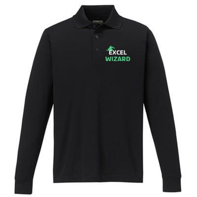 Excel Wizard Funny Spreadsheet Excel Humor Performance Long Sleeve Polo