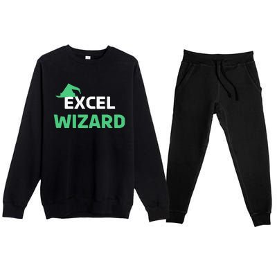 Excel Wizard Funny Spreadsheet Excel Humor Premium Crewneck Sweatsuit Set