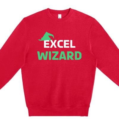 Excel Wizard Funny Spreadsheet Excel Humor Premium Crewneck Sweatshirt