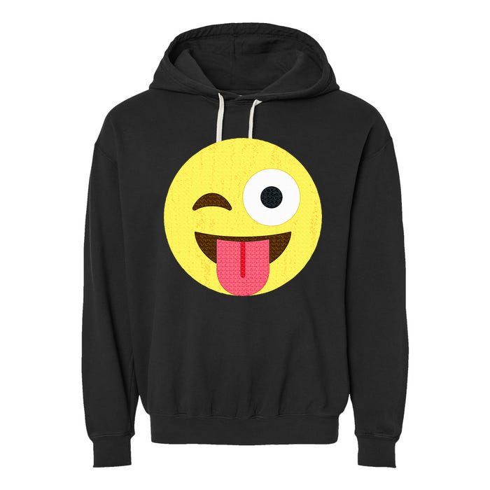 Emoticon Winking Face With Tongue Garment-Dyed Fleece Hoodie