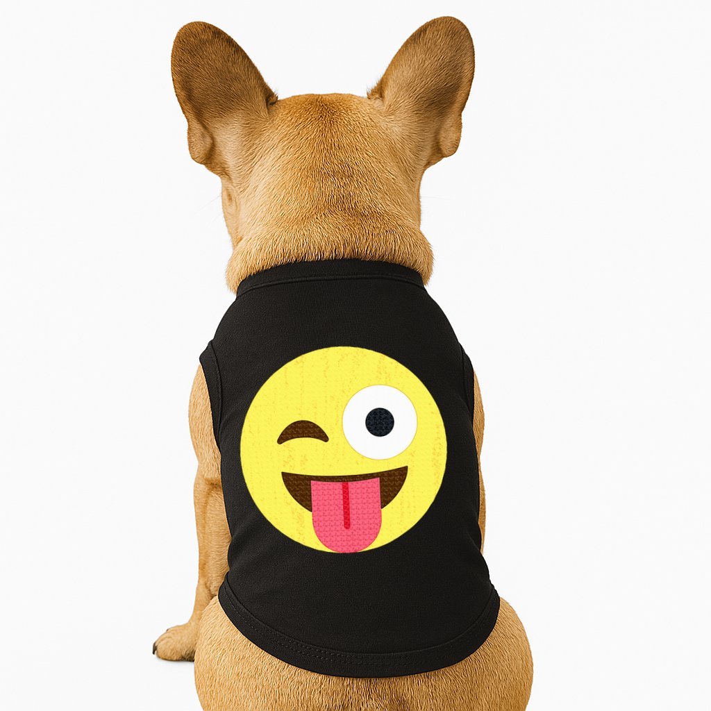 Emoticon Winking Face With Tongue Doggie Tank