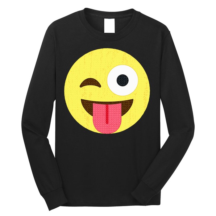 Emoticon Winking Face With Tongue Long Sleeve Shirt