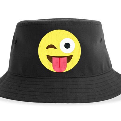 Emoticon Winking Face With Tongue Sustainable Bucket Hat