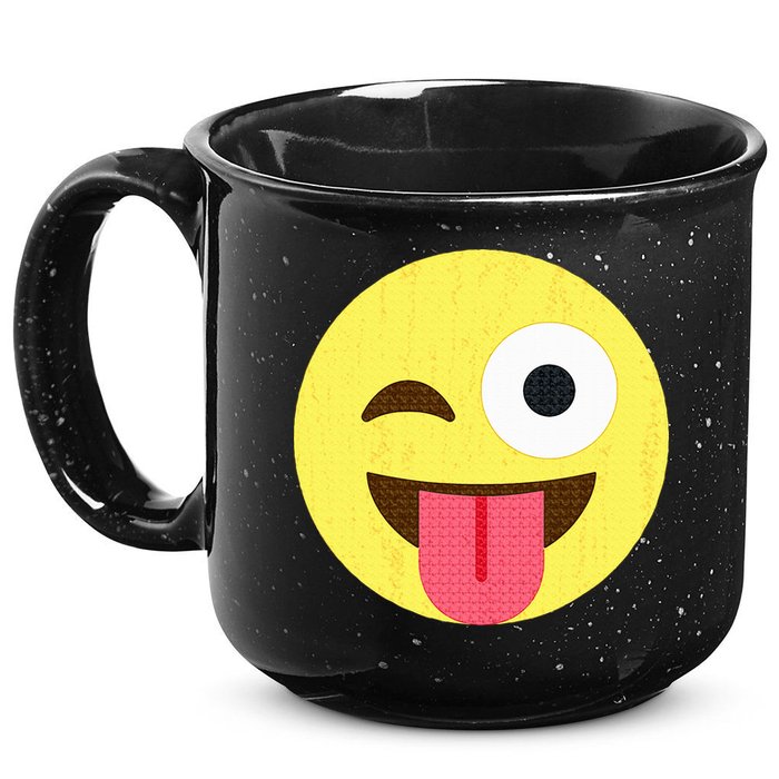 Emoticon Winking Face With Tongue 15oz Campfire Ceramic Mug