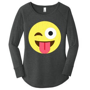 Emoticon Winking Face With Tongue Women's Perfect Tri Tunic Long Sleeve Shirt