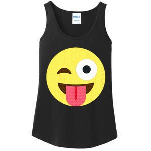 Emoticon Winking Face With Tongue Ladies Essential Tank