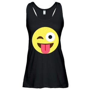 Emoticon Winking Face With Tongue Ladies Essential Flowy Tank