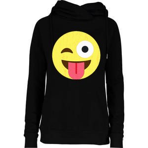 Emoticon Winking Face With Tongue Womens Funnel Neck Pullover Hood