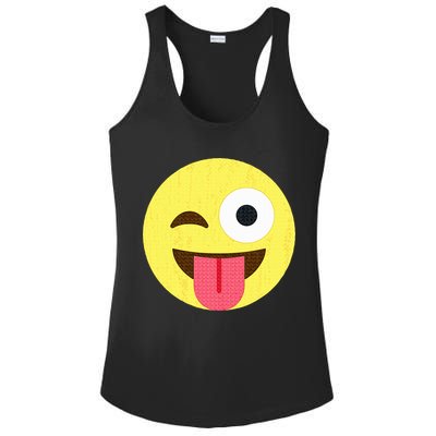 Emoticon Winking Face With Tongue Ladies PosiCharge Competitor Racerback Tank