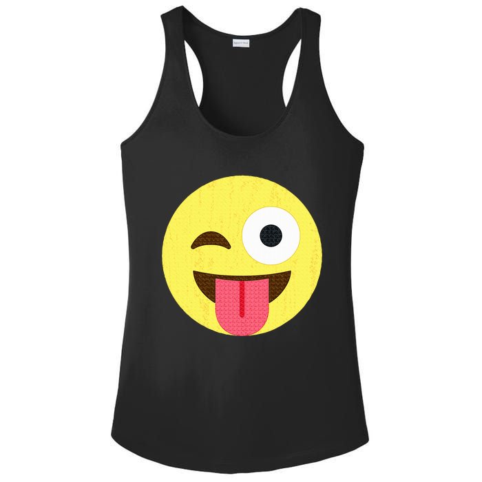 Emoticon Winking Face With Tongue Ladies PosiCharge Competitor Racerback Tank