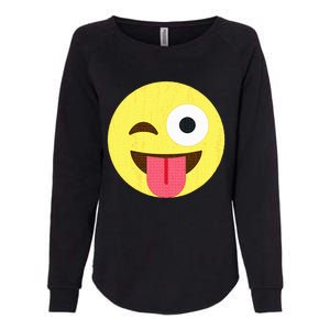 Emoticon Winking Face With Tongue Womens California Wash Sweatshirt