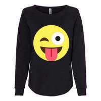 Emoticon Winking Face With Tongue Womens California Wash Sweatshirt