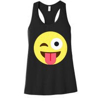 Emoticon Winking Face With Tongue Women's Racerback Tank