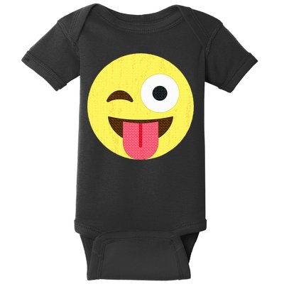 Emoticon Winking Face With Tongue Baby Bodysuit