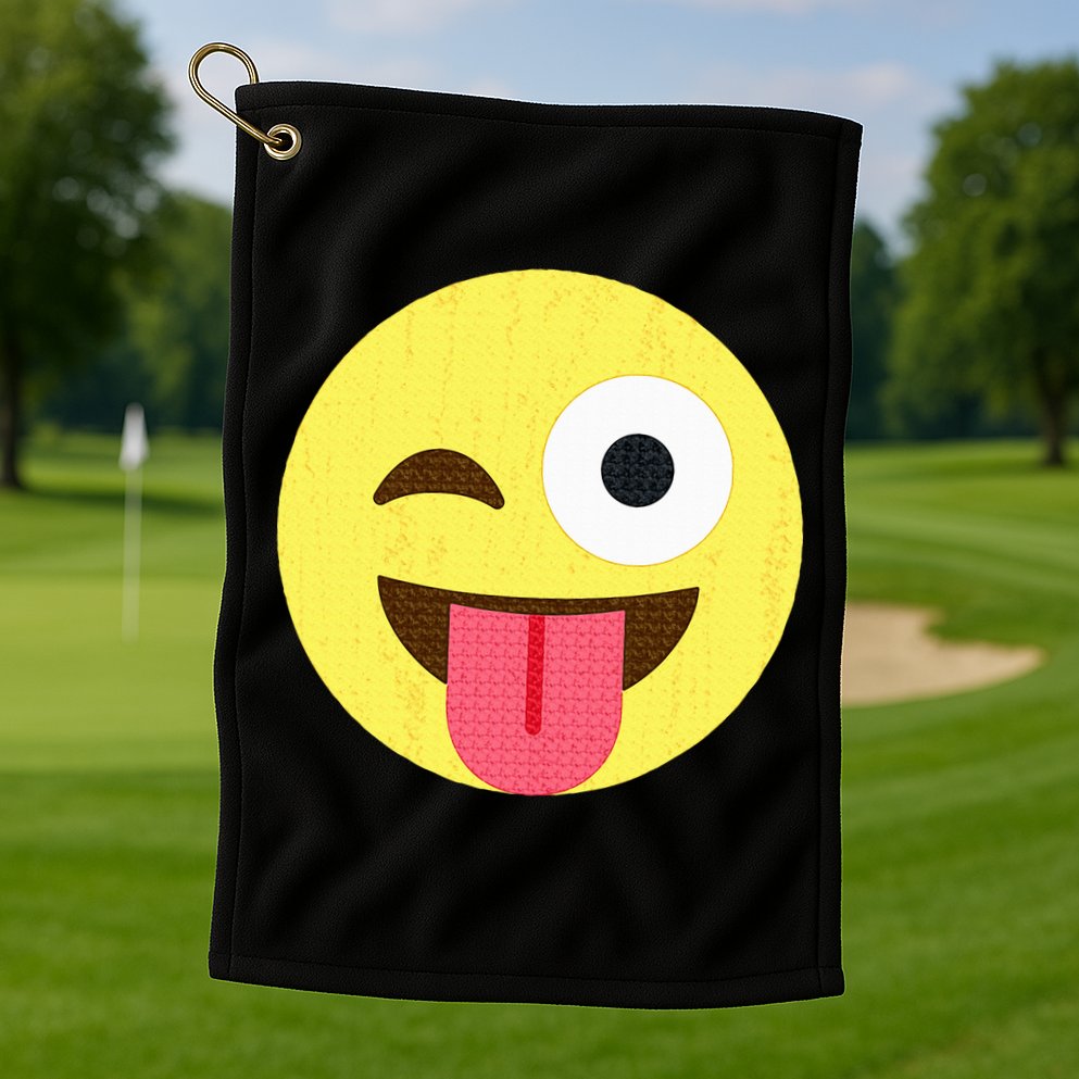 Emoticon Winking Face With Tongue Golf Towel