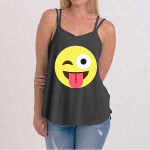 Emoticon Winking Face With Tongue Women's Strappy Tank