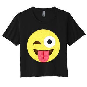 Emoticon Winking Face With Tongue Women's Crop Top Tee