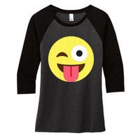 Emoticon Winking Face With Tongue Women's Tri-Blend 3/4-Sleeve Raglan Shirt