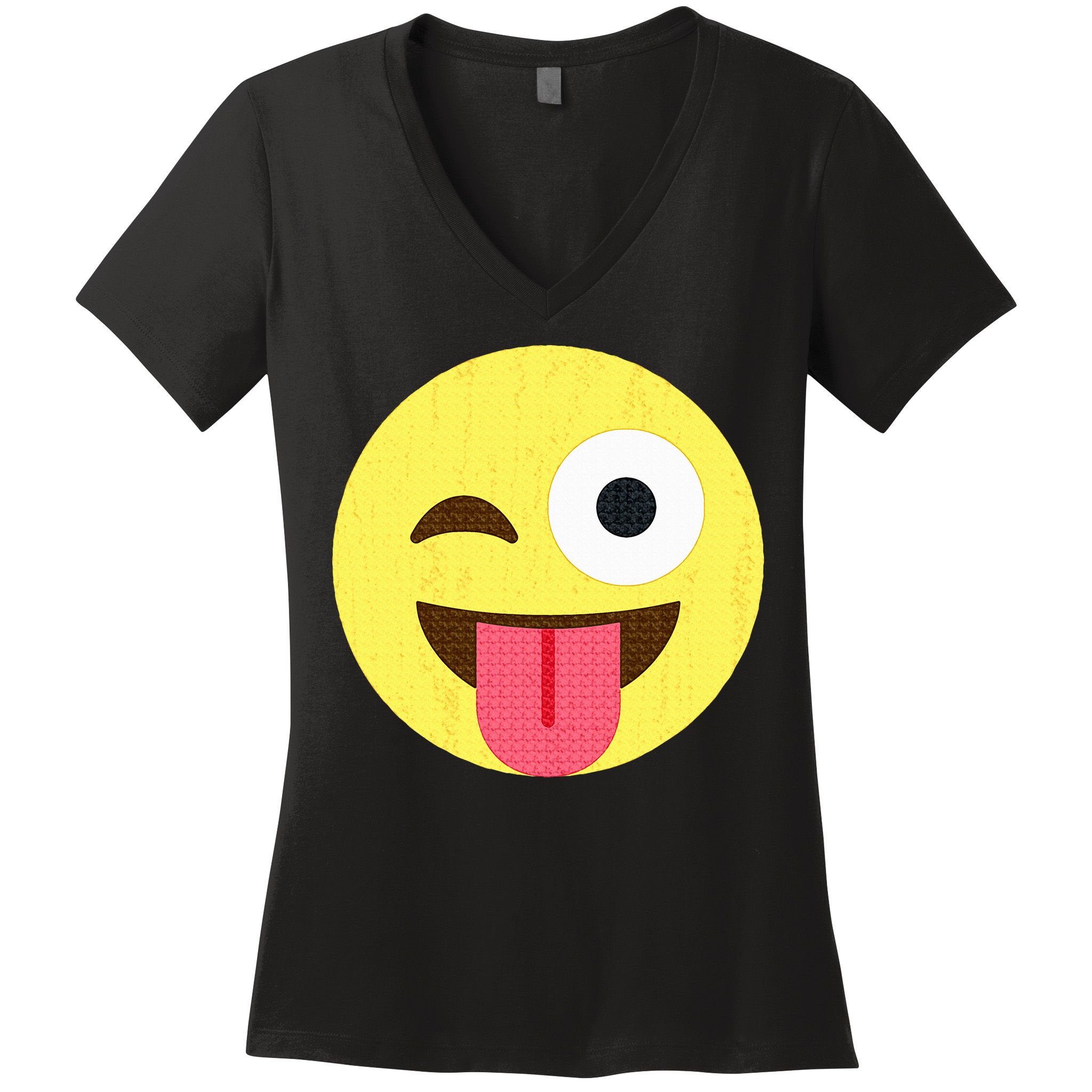 Emoticon Winking Face With Tongue Women's V-Neck T-Shirt