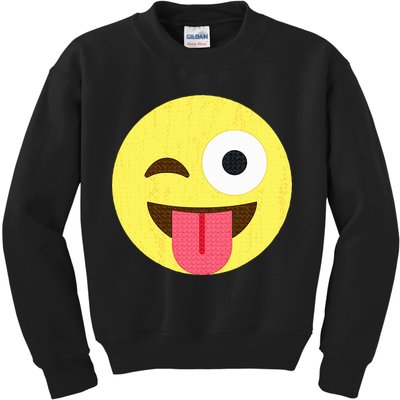 Emoticon Winking Face With Tongue Kids Sweatshirt