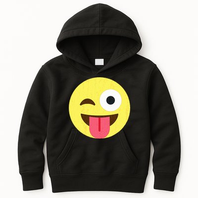 Emoticon Winking Face With Tongue Kids Hoodie
