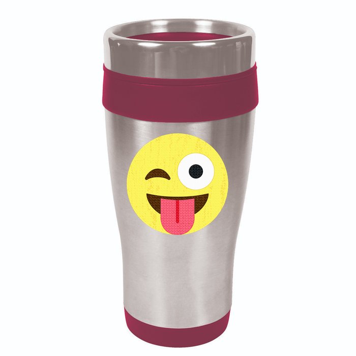 Emoticon Winking Face With Tongue 16oz Travel Tumbler