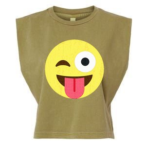 Emoticon Winking Face With Tongue Garment-Dyed Women's Muscle Tee