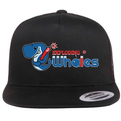 Exploding Whales Funny Whale Joke Flat Bill Trucker Hat