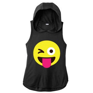 Emoticon Winking Face With Stuckout Tongue And Winking Eye Ladies PosiCharge Tri-Blend Wicking Draft Hoodie Tank