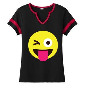 Emoticon Winking Face With Stuckout Tongue And Winking Eye Ladies Halftime Notch Neck Tee